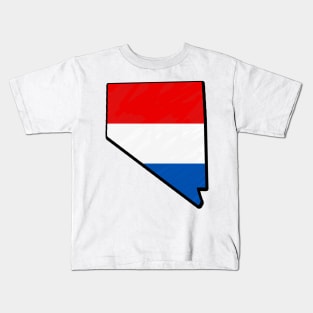 Red, White, and Blue Nevada Outline Kids T-Shirt